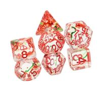 kowaku Jeu de dés polyédriques 7x, jouets de divertissement en résine, dés de jeu multi-faces, jeu de dés polyvalent pour Bar de fête, lettre rouge