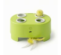 kowaku Jouet pour Chat Électrique Jouet Interactif Appareil Amusement Plume Rechargeable avec Quatre Ouvertures Supérieures et Module Inférieur Matériaux, Vert