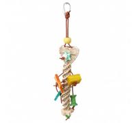 kowaku Jouet pour Oiseau Perchoir Cage Jouet Suspendu Accessoire Perchoir Jouet d'Enrichissement Éléments Attachés pour Picorage Continu et Équilibre Adapté, Cœur