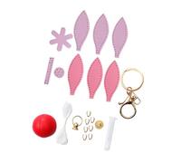 kowaku Kit de Couture Clé Porte-clés DIY Ballon Chaud Pendentif Créatif Fournitures Artisanat en Cuir PU Prédécoupé pour Apprendre à Coudre Adapté Aux Début, Rose et Violet