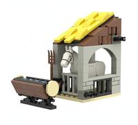 kowaku Kit Écurie Cheval Médiévale Bloc Stall Stand à Porte Abreuvoir Séparé de Qualité Compatible Marque Standard Convient aux Reconstitutions Historiques Dioramas Jeu Libre, Étable+Crèche
