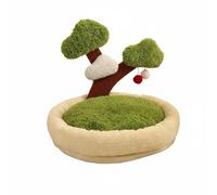 kowaku Lit pour Chat Arbre Couffin Niche Panier avec Coussin Chaud Douillet et Pompons à Attraper Socle Stable Bois et Tissu Résistant Convient aux Chats et Chatons Repos Quotidien Jeu Intérieur