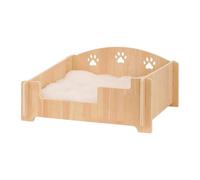 kowaku Lit pour Chat en Bois Marron pour Extérieur, Protection de Porche, Cadeaux Multifonctionnels, Canapé