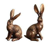 kowaku Lot de 2 Figurines en Résine Représentant des Lapins Vintage, Idéales pour Décorer Une Table, Un Jardin, Un Salon Ou Une Cour.