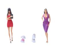 kowaku Lot de 2 Figurines féminines Diorama 1/64, Personnages de Rue, avec 2 Figurines de Chien, A