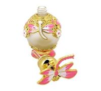 kowaku Lot de 2 Flacons de Parfum Rétro Rechargeables et Hermétiques de 15 Ml pour Huiles Essentielles, Fond étroit, Bouchon Libellule Rose, 4 pièces