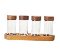 kowaku Lot de 4 Pots à épices en Verre, Ensemble de Pots à Condiments en Verre, Bol à Sucre, Accessoire de Cuisine Polyvalent, récipient à Condiments pour