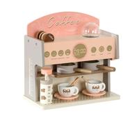 kowaku Machine Café en Bois Accessoires Inclus Style Comptoir Cafetière Jouet Cafetière en Bois pour Enfants