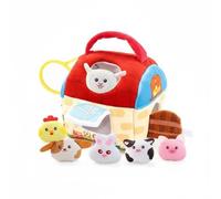 kowaku Maison de Ferme en Peluche Jouets Animaux Grange Ensemble d'Activité avec Porte à Ouvrir Cliquetis et Crissements pour Apprentissage Cause à, Maison Pastorale