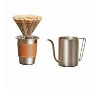 kowaku Maker Cafetière Portable Kit Café Méthode Manuelle Ensemble Égouttoir Tasse Carafe Acier Silicone Compact Convient à Pique-nique Camping Déplacement