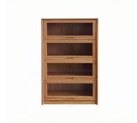 kowaku Mini Meuble de Rangement Miniature Armoire Miniature Vitrine Miniature Buffet Miniature en Bois à Finition Veinée avec Porte Vitrée et Charnières, Cerisier, Quatre Tiroirs