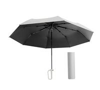 kowaku Parapluie pliant manuel avec boucle à anneaux, parapluie de antirouille compact pour l'extérieur, la plage, la randonnée, le camping, Gris