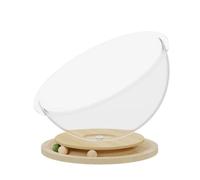 kowaku Pod de Repos en Acrylique Lit pour Chat Coque Transparente Confort Ergonomique Base en Bois avec Rail à Boules, Grande, Cabine Spatiale avec Plateau Tournant Bois Massif