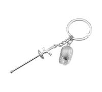 kowaku Porte-clés Pendentif Escrime, Cadeau Souvenir, Anneau Porte-clés Sport, breloque téléphone pour Sac à Main, Femme, Homme, escrimeur, Famille, Amis, avec Feuille