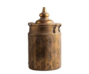 kowaku Pot de Fleurs Ancien Vintage Style Planter Pot Décoratif Récipient Boîte en Fer Corps Cylindrique Motif Embossé Couvercle Cintré Poignée Texture Rétro Adapté à Maison Hébergement , Petit