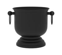 kowaku Pot de Plante Décoratif Fer Table Ornement Petite Jardinière Créative Contenant Fleur Accessoire Floral Artisanat Texture Unique Convient à Cadeau Déc, Noir avec Poignée