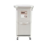 kowaku Poubelle de Cuisine à Double Compartiment Bac de Tri Conteneur à Déchets Corbeille à Roulettes Séparateur Amovible et, Modèle Simple À Couvercle À Pression Unique Avec Séparateur 42L