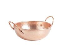 kowaku Récipient de Cuisson Manuel Casserole Cuivre avec Deux Poignées Solides Pot à Soupe Design Compact Adapté pour Préparation Individuel à la Maison, Modèle À Fond Rond, Épaissi