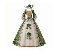 kowaku Robe Corset Tissu Damassé Robe avec Manches Bouffantes Vintage Vêtement pour Comédiennes, Spectacle, Vert Foncé, Taille Unique