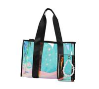 kowaku Sac fourre-Tout de Plage épais PVC Femme Portable Sac à Main Sac à bandoulière pour Street Shopping Sports Game Music Festival Voyage, Noir