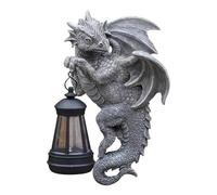 kowaku Statue de jardin d'extérieur Dragon Tree Hugger avec lanterne solaire, lampe de créative, figurine animale pour pelouse