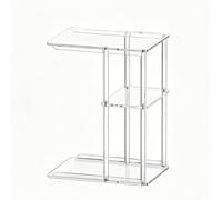 kowaku Table d'Appoint Acrylique 3 Niveaux Bout de Canapé Console Table de Chevet Transparente Profil Fin Rangement Gain de Place Adaptée au Salon Chambre Bureau, Transparent