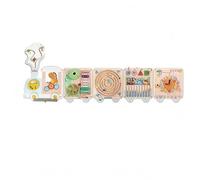 kowaku Tableau d'apprentissage pour Enfants Tableau Manipulatif Panneau Mural Bois Activités avec Rouages Puzzles Adapté à l'Exploration Sensorielle et, Jeu Mural Petit Train
