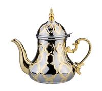 kowaku Théière en Acier Inoxydable Théière Bouilloire Verseuse Pichet Décoratif avec Structure Solide et Aspect Poli Poignée Latérale Confortable Bec Fin, 1.2 Litre Or