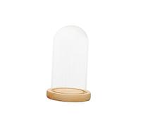 kowaku Verre dôme Cloche Cloche Bocal Base en Bois Couvercle Transparent vitrine vitrine Portable décoratif Rond pour Pendaison de crémaillère Cadeau, 7X12cm