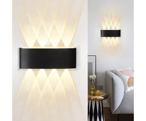 Kowanie LED Wandleuchte aussen Wandlampe - Außenwandleuchte Schwarz Aussen | Wandbeleuchtung innen Up Down Wandstrahler 7W IP65 Wasserdicht 3000K Außenlampe Wand Aussenleuchte für Hauswand Garten Flur