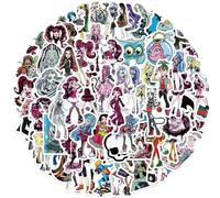 KOWASO Monster High Autocollants 70 pour ordinateur portable, valise, skateboard, bouteilles d'eau, voiture - Anime, Monster High - PVC, Réutilisable, Résistant à l'eau - Violet - Stickers