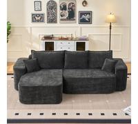 kowdom Canapé d'angle en forme de L avec méridienne - Assise basse XXL - Canapé modulable sans montage - Boneless Cloud Couch en chenille - 262 cm - Noir