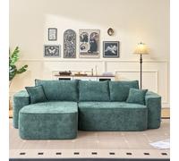 kowdom Canapé d'angle en forme de L avec méridienne - Assise basse XXL - Canapé modulaire sans montage - Boneless Cloud Couch en chenille - 262 cm - Vert