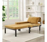 kowdom Canapé-lit 2 en 1 avec USB & Type-C, fauteuil pliable comme lit et canapé, jaune, canapé modulaire pour petits appartements, lit d'invités, balcon, bureau à domicile, peu encombrant