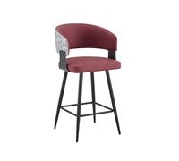kowdom Chaise rembourrée avec accoudoirs en polyuréthane rouge et structure en métal noir - Design mi-siècle - Charge maximale : 150 kg - Idéale pour salle à manger, cuisine, café et hôtel