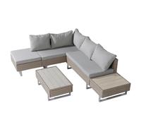 kowdom Ensemble de meubles de jardin d'angle en rotin avec table d'appoint et dossier réglable, résistant aux intempéries, avec coussins d'assise