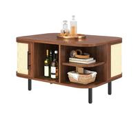kowdom Table basse avec espace de rangement | 80 x 60 x 47 cm, noyer, panier/rotin, pour rangement et rangement sur le canapé