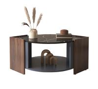 kowdom Table basse avec espace de rangement et aspect marbre | 96,5 x 63 x 40 cm, aspect marbre/travertin, noir, pour un rangement ordonné dans le salon