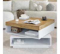 kowdom Table basse avec LED, espace de rangement | 65 x 65 x 40 cm, aspect scandinave, blanc, pour un rangement ordonné dans le salon