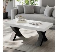 kowdom Table basse coulissante, noir et blanc | 100 x 50 x 40 cm, noir et blanc brillant, pour une utilisation flexible autour du canapé