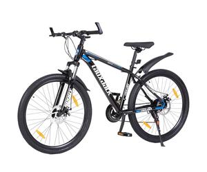 kowdom VTT 26 pouces Hardtail bleu - VTT avec dérailleur 21 vitesses, freins à disque, fourche suspendue, pour homme et femme à partir de 160 cm, vélo de ville et tout terrain