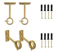 Kowibcl Curtain Rod Bracket, 4 Pcs Ceiling Curtain Rod Brackets,Curtain Rod Holders, Brackets For Wall & Ceiling Mount Curtain Rod, Gold
