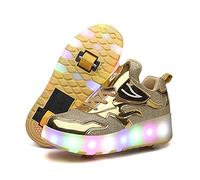 KOWO Chaussures/Baskets à LED, Chaussures de Patinage à roulettes Lumineuses LED, pour Filles Garçons et Garçons Unisexes, Unique Double Rétractables Roues Rechargeables, Sports de Plein Air