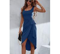 KOWPOKE Dresses for Women - Tie Side Tank Dress (Color : Blue, Size : X-Large)