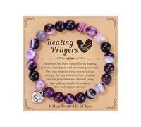 KOXMOON Cadeau inspirant « Get Well Soon » pour femme après une chirurgie - Bracelet en améthyste naturelle - Cadeau d'encouragement pour femme, amie, sœur, collègue, un câlin de moi à vous