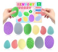 Koxtyzo 12 Pièces Fidget Toys Pierre Sensorielle, Fidget Toys Sensory Stone en Silicone, Jouets Anti-Stress Pierre D'inquiétude Texturée, Jouets Sensoriels pour Enfant et Adult TDAH et Autisme