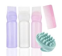 Koxtyzo 3 Pièces Applicateur Huile Cheveux, 6oz Flacons Applicateurs Huile avec Graduation, Hair Oil Applicator pour Coloration des Cheveux et Soin du Cuir Chevelu