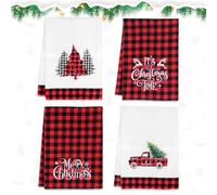 Koxtyzo 4 Pièces Torchons de Noël 45 x 65 cm, Microfibres Torchons de Cuisine, Super Absorbantes, Décorations de Noël Vaisselle, pour Décoration de de Bain, Cuisine, Rouge