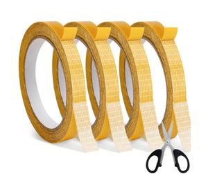 Koxtyzo 4 Rouleaux Ruban Adhésif Double Face pour Ourlet 1,5 cm x 10m, Heavy Duty Double Sided Adhesive Tape, pour Vêtements, Rideaux, Pantalons, Jupes, Tapis, Pas de Couture Repassage