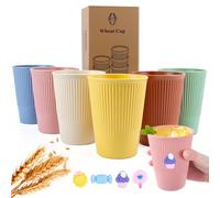 Koxtyzo 6 Pièces Gobelet en Plastique Réutilisable, 350 ML Gobelet en Plastique PP Incassable de pour le Café, Le thé, Le Lait et Les Jus de Fruits, Sans BPA, Passe au Micro-ondes et au Lave-vaisselle